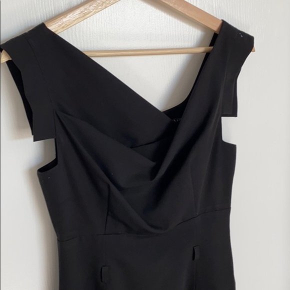 Size 6 Black Halo Belted Classic Jackie O Midi Dress - Picture 11 of 13